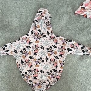 2T Mickey and Minnie Halloween One Piece Hooded Bodysuit